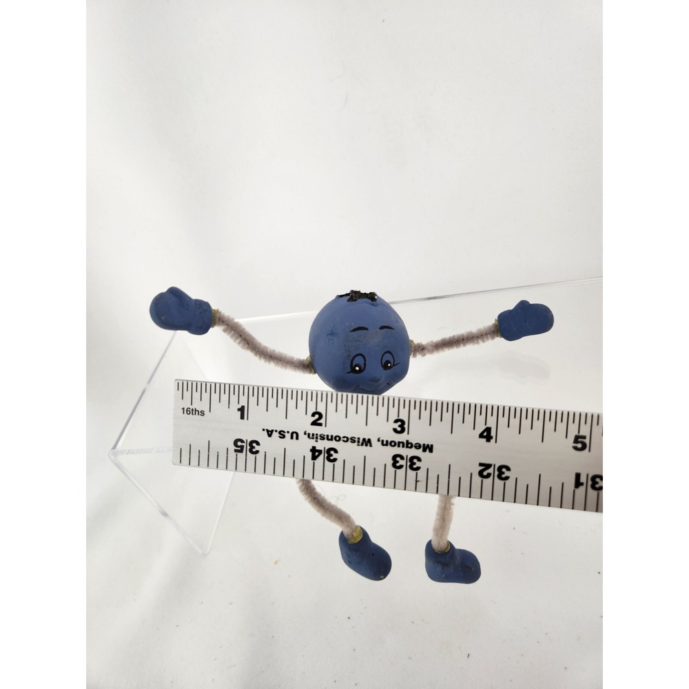 Vintage Anthropomorphic Blueberry Fruit Shelf Sitters Pipe Cleaner 1960s Ceramic - Picture 5 of 11